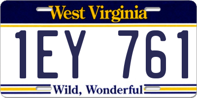 WV license plate 1EY761