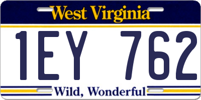WV license plate 1EY762