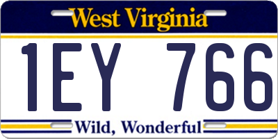 WV license plate 1EY766