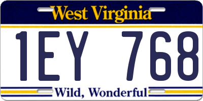 WV license plate 1EY768