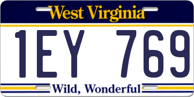 WV license plate 1EY769