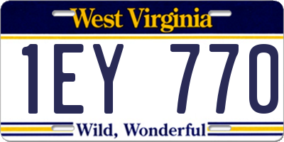 WV license plate 1EY770