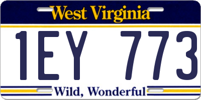 WV license plate 1EY773