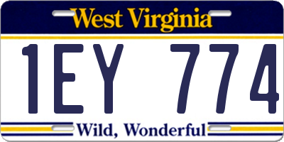 WV license plate 1EY774