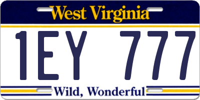 WV license plate 1EY777