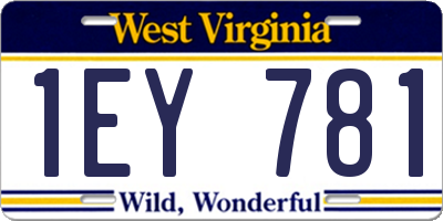 WV license plate 1EY781