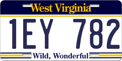 WV license plate 1EY782
