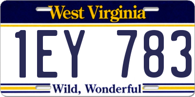 WV license plate 1EY783