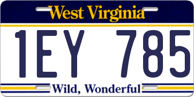 WV license plate 1EY785