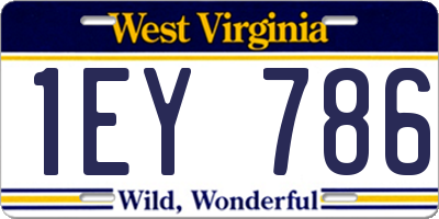 WV license plate 1EY786