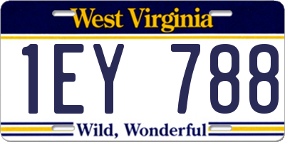 WV license plate 1EY788