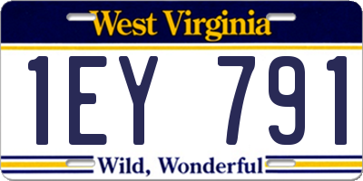 WV license plate 1EY791