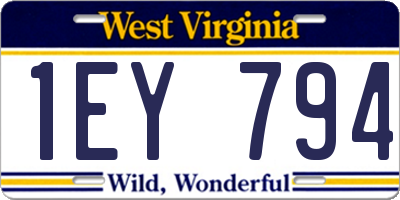 WV license plate 1EY794