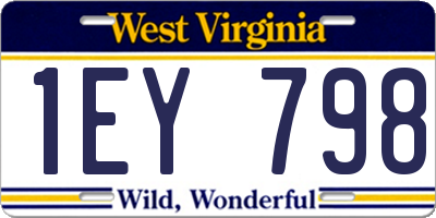 WV license plate 1EY798