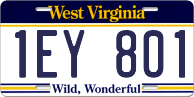 WV license plate 1EY801