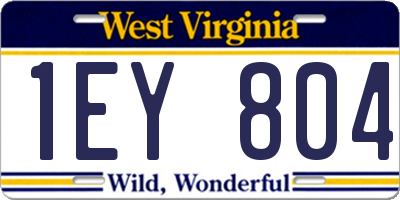 WV license plate 1EY804