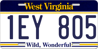 WV license plate 1EY805