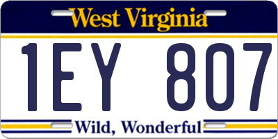 WV license plate 1EY807