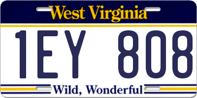 WV license plate 1EY808