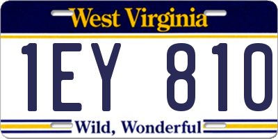 WV license plate 1EY810
