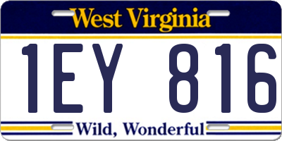 WV license plate 1EY816