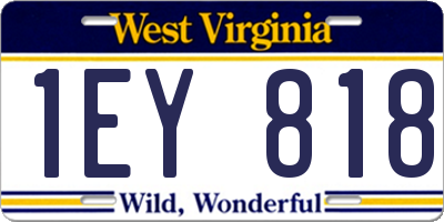WV license plate 1EY818