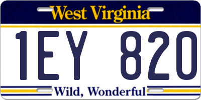 WV license plate 1EY820