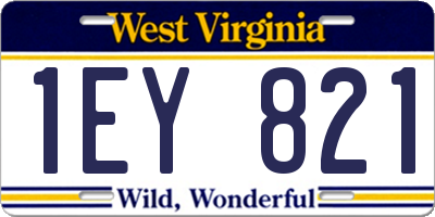 WV license plate 1EY821
