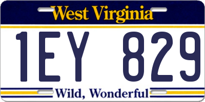 WV license plate 1EY829
