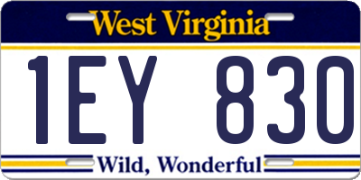 WV license plate 1EY830