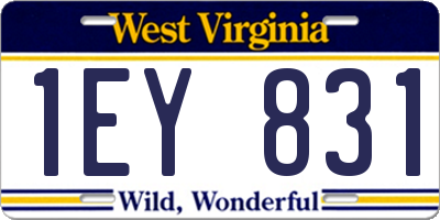 WV license plate 1EY831