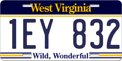 WV license plate 1EY832