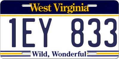 WV license plate 1EY833