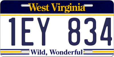 WV license plate 1EY834