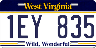 WV license plate 1EY835