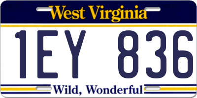 WV license plate 1EY836