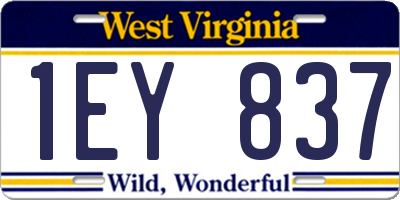 WV license plate 1EY837
