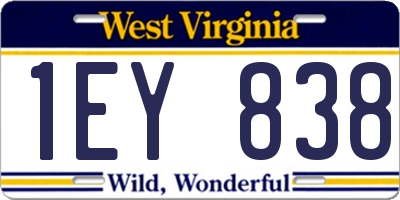 WV license plate 1EY838