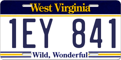 WV license plate 1EY841