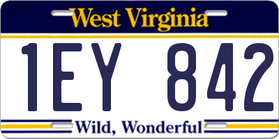 WV license plate 1EY842