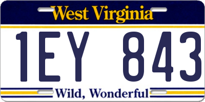 WV license plate 1EY843