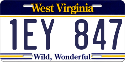 WV license plate 1EY847
