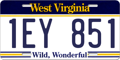 WV license plate 1EY851