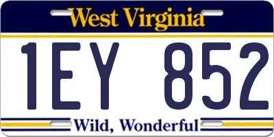WV license plate 1EY852