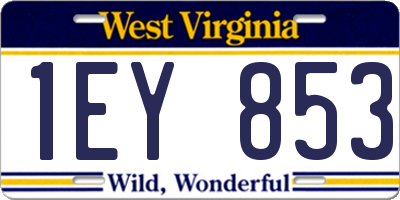WV license plate 1EY853