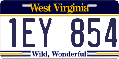 WV license plate 1EY854