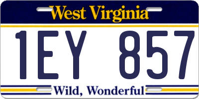 WV license plate 1EY857