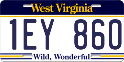 WV license plate 1EY860