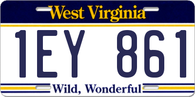 WV license plate 1EY861