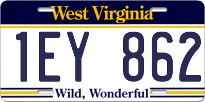 WV license plate 1EY862